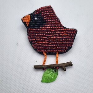 Hallmark Beaded Christmas Cardinal Brooch